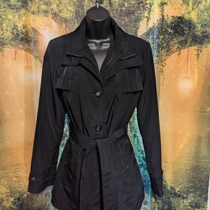 47. Dana Buchman Black Trench Coat with Belted Waist
